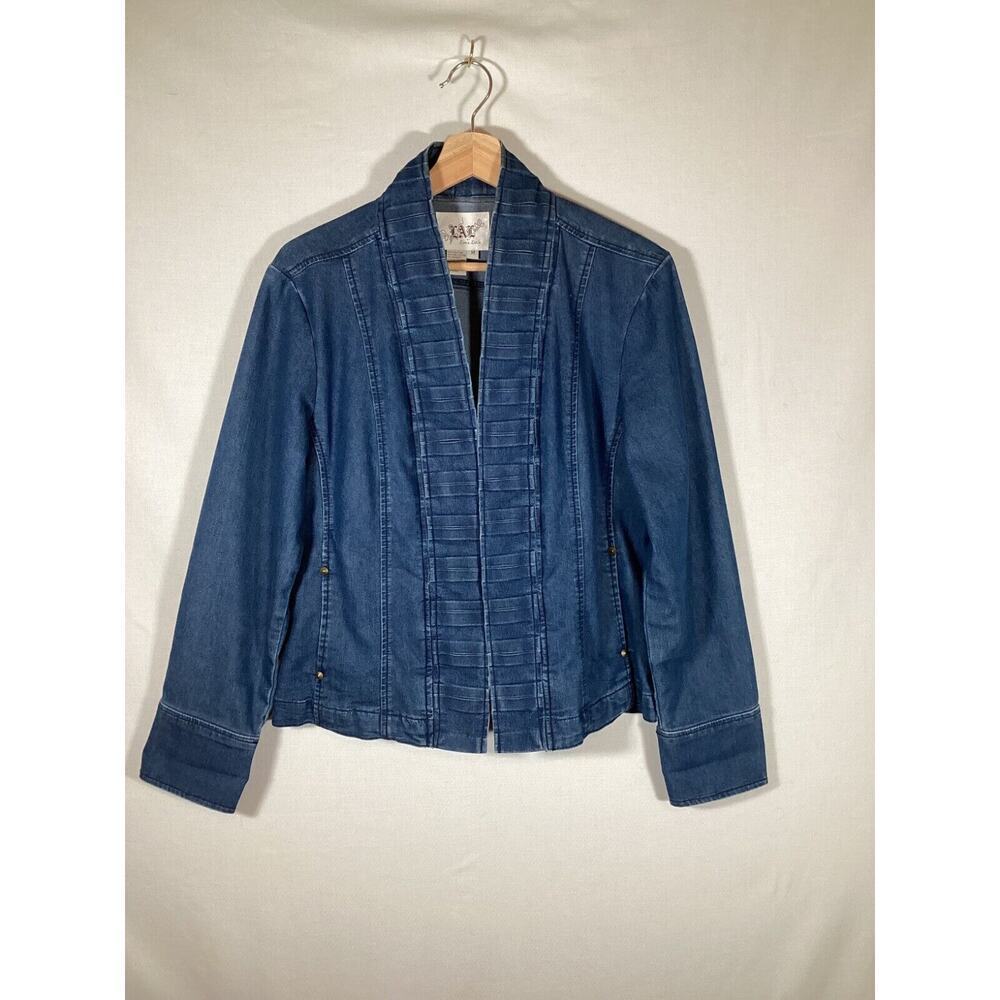 XCVI Women's Indigo Ruffle-Front Denim Jacket